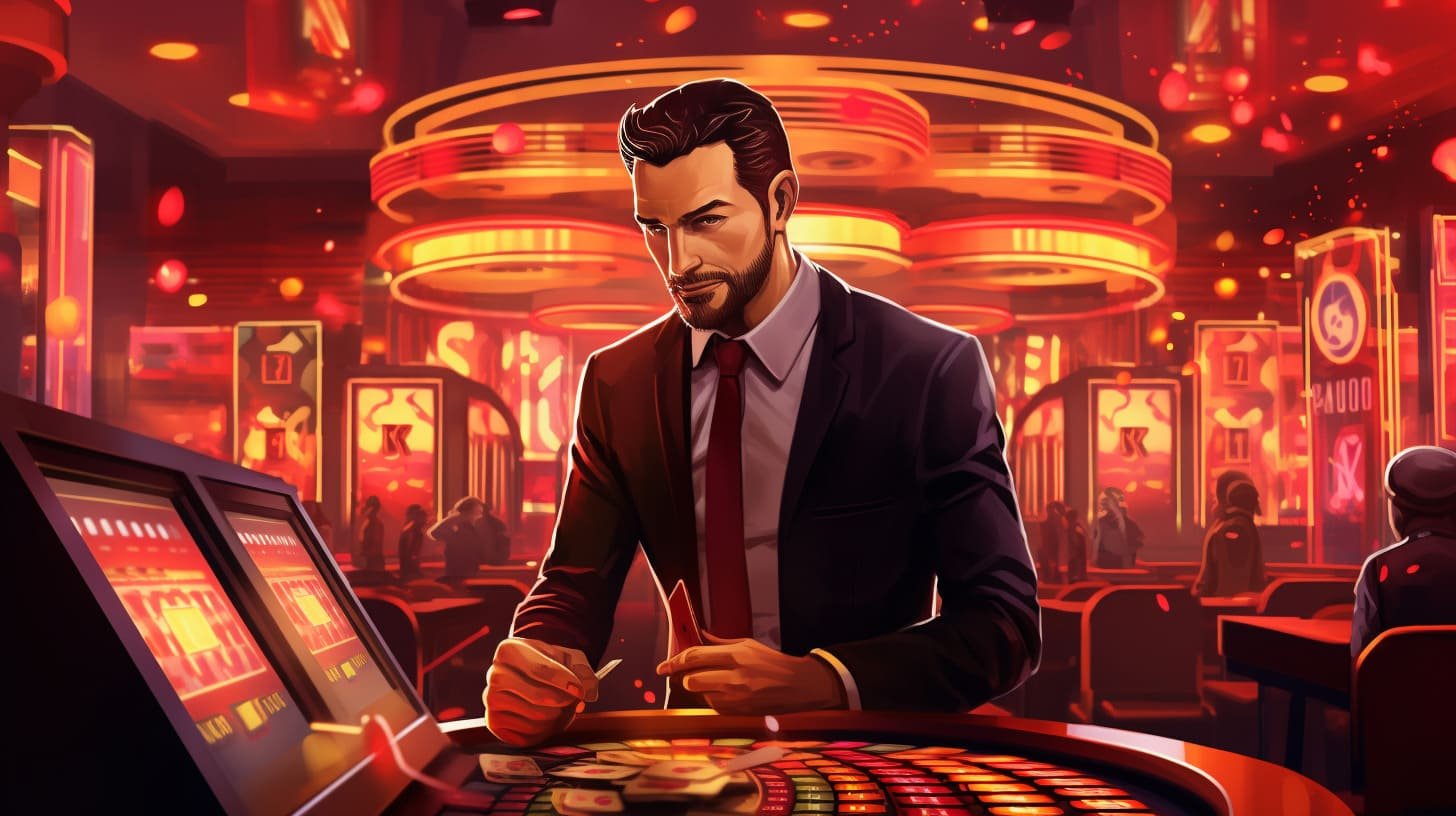Dealer profesional mega 338 menangani kartu Casino Hold'em